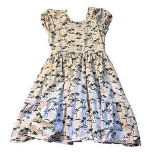 Janie and Jack Girls Palm Tree Print Dress Size 18 Big Kid Short Sleeve Casual